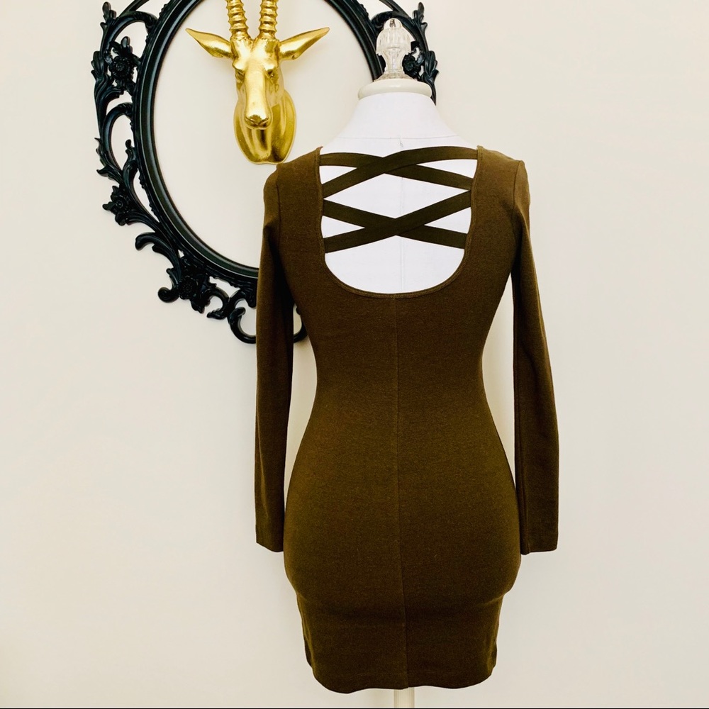 Gentle Fawn Army Green Long Sleeve Body Con Dress